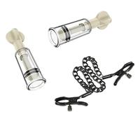 Adjustable Chain Nipple Clamps，Nipple Suckers and Nipple Clips,Cupping Therapy Set, Stainless Steel Non Piercing Nipple Rings Decorative Clip, for Women/Men Adjustable Pressure Breast Clamps(Black)