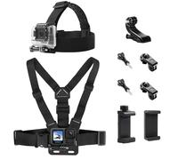 Adjustable Chest Mount Head Strap Kit - 9-in-1 Action Camera Accessories for GoPro Hero, Xiaoyi, DJI, iPhone & Smartphones - Compatible with Sports Cameras & Handheld Gimbals