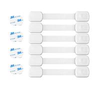 Adjustable Child Safety Locks, Baby Proofing Cabinet Strap Locks, 6 Pack, Cupboard Locks for Children, Strong Adhesive Locks for Cabinets, Drawer, Closet, Fridge, Refrigerator, Trash
