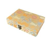 Adjustable Chinese Brocade Seal Box, Kirin Pattern Storage Case with Movable Dividers for Seals, Ink Pads, and Collectibles Gift wrapping(No. 15)