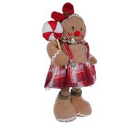 Adjustable Christmas Gingerbread Man Plush Doll with Stretchable Legs | Cloth Craft, Indoor Display for Merchants, Flat Surface Placement, Gentle Touch and Bright Holiday Colors