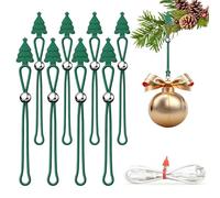 Adjustable Christmas Ornament Hooks, Toddler Cat Proof Ornament for Hanging Christmas Decorations, Multi-use Silicone Data Cable Organizer, Xmas Silicone Decorations for Small, Large (Green, 8pcs)