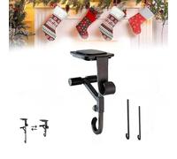 Adjustable Christmas Stocking Hangers with Dual Hooks,Heavy Duty 2-in-1 Garland Hook,Comes with two hooks,long and short,No drilling required Garland Holder,for Home Party Decoration (Black, 1pcs)