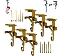 Adjustable Christmas Stocking Hangers with Dual Hooks,Heavy Duty 2-in-1 Garland Hook,Comes with two hooks,long and short,No drilling required Garland Holder,for Home Party Decoration (Gold, 6pcs)