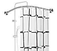 Adjustable Chrome Shower Curtain Rod Semi-Circular Corner Design Rust-Resistant Stainless Steel Fits 90-130cm - Ideal for Bathrooms and Bathtubs