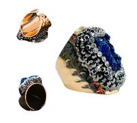 Adjustable Chunky Rings for Women Gold Chunky Ring Shining Stone Blue Rings for Women Natural Stone Ring for Her Random Stone Shape Chunky Ring Big Gemstone Ring