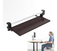 Adjustable Clamp-On Keyboard Tray Under Desk Pull-Out Shelf Ergonomic Armrest for Home/Office Space-Saving Keyboard & Mouse Platform (Wood A)