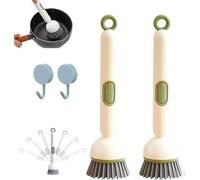 Adjustable Cleaning Brush For Kitchen,6-Level Adjustable Handle & Refillable PET Scrub Head,Kitchen Long Handle Dishwashing Brush For Kitchen And Cookware Cleaning,Green