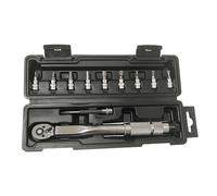 Adjustable Click Torque Wrench Set - 11-Pc 1/4" Drive Kit with 5-25 N·for M Range, 9 Sockets (-, T20/T25/T30), Extension Rod