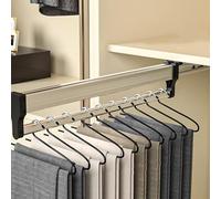 Adjustable Closet RodExpandable Steel Clothes Hanger with 2 Sliding Rails Telescopic Wardrobe Pole Fits 3080cm White Perfect for Organizing Clothes and Maximizing Space.