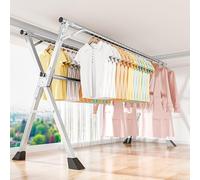 Adjustable Clothes Drying Rack HeavyDuty Foldable Laundry Rack for Indoor & Outdoor Use 78.74in Length SpaceSaving Design Fabrics