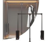 Adjustable Clothes Rack Heavy Duty 30kg Capacity Retractable Wardrobe nizer Steel Clothing Rod Floor Mounted Black Stainless Steel 70 * 93CM