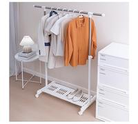 Adjustable Clothes Rack with Wheels Expandable Plastic Shelf Height & Width Adjustable White - Ideal for Hanging Coats & Dresses 90-155x43x95-160 cm