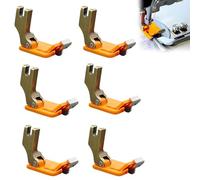 Adjustable -Coated Presser Foot for Industrial Sewing Machines, Multifunctional Hemmer & Professional Presser Foot, Adjustable Left/Right Single-Sided Sewing Machine Accessories (orange,6pcs)