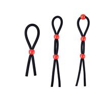 Adjustable Cock Ring Set Love Rings Basic Penis Ring Sex Toys, Silicone Male Cock Ties Black String with Red Beads, Designed for Harder Erection, 3 Pcs