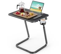 Adjustable Coffee Table for Sofa, Bedside Table with U-Shaped Legs, TV Tray with Tablet Storage, Cup Holder, Height & Angle Adjustable, 55x39 cm