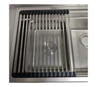 Adjustable Collapsible Dish Rack 32-60 cm for Kitchen Sink Square Tubes Countertop nizer Caravan Accessories (L 49cm/19.3in)