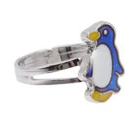 Adjustable Color Changing Penguin Ring Cute Cartoon Animal Ring for Women, Zinc Alloy and Epoxy Material for Weddings and Special Occasions