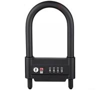 Adjustable Combination Padlock With 4 Digit Code For Glass Doors And, Heavy Duty Stainless Steel U Lock With Weatherproof Coating, Anti Shackle From 160mm To 300mm, Black Finish(A)