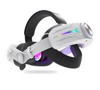 Adjustable Comfort Headband RGB Charging Headstrap VR Accessories for Meta Quest 3S 12000 mAh Electric Gaming Headband (white with battery)