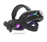 Adjustable Comfort Headband RGB Charging Headstrap VR Accessories for Meta Quest 3S 12000 mAh Electric Gaming Headband (black with battery)