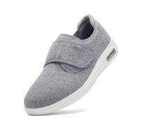 Adjustable Comfy Orthopedic Footwear Men Womens Extra Wide Fit Diabetic Shoes Easy Close for Swollen Feet Plantar Fasciitis Lightweight Walking Shoe(Grey,EU 38)