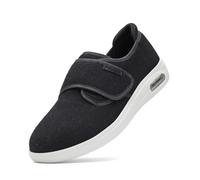 Adjustable Comfy Orthopedic Footwear Men Womens Extra Wide Fit Diabetic Shoes Easy Close for Swollen Feet Plantar Fasciitis Lightweight Walking Shoe(Black,EU 38)