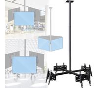 Adjustable Commercial Ceiling TV Mount - 360° Rotating Bracket for Stations Triple-Sided Hanging Solution Perfect for Offices Retail Spaces and Trade Shows