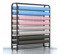 Adjustable Commercial Fabric Roll Storage Rack with Heavy Duty Steel Organizer, Movable Wheels for Vinyl, Leather, Window Film - Ideal for Home or Workshop Use