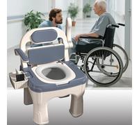 Adjustable Commode Toilet Chair Mobile Portable Adult Toilets,Bedside Commode Seat with Handles,Sturdy Support-Slip Resistant,Bedside Toilet Chair Potty Chair Ideal for Elderly(Blue)