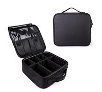 Adjustable Compartment Makeup Bag and Organiser, Oxford Fabric Travel Vanity Case for Cosmetics, Hairdressing Tools and Beauty Essentials, Portable Storage Box for Daily Use (Black)