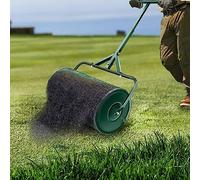 Adjustable Compost Spreader with 22.8-30.7 inches Height Control, Powder Coated Steel Mesh Basket Turf Roller with Side Locks for Lawn and Garden