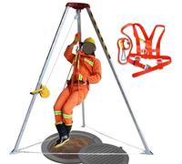 Adjustable Confined Space Rescue Kit Safety Harness Fall Protection Tripod 1200 LB/1800 LB/1600 LB Winch Emergency Rescue Tripod Telescopic Lifesaving Equipment