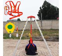 Adjustable Confined Space Rescue Kit - Tripod with Fall Protection for Safe Sewer Well Rescues and Industrial Construction Applications