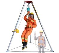 Adjustable Confined Space Tripod with Safety Winch Fall Arrest Belt Metal Lifting Tools for Rescue 1800lbs Load Capacity Perfect for Industrial Use