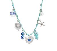 Adjustable Copper Chain Necklace With Marine Life Charm Including Seashells Starfishes And Pearls Accent For Casual Wear Vacation Layer Chain Necklace