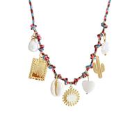 Adjustable Copper Chain Necklace With Marine Life Charm Including Seashells Starfishes And Pearls Accent For Casual Wear Beach Necklace Designs