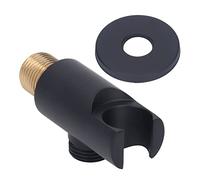 Adjustable Copper Shower Head Holder for Handheld Wand - Brushed Finish Wall Mount Bracket, Black Round Design for UK Bathrooms