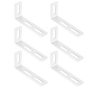 Adjustable Corner Brackets with 3 Long Slots, 6-Pack White L-Shaped Angled Connector, 90 Degree Adjustable Angle Metal Bracket, Heavy-Duty Shelf Support, 110x50x24 mm/Thickness 3.5 mm