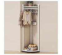 Adjustable Corner Coat Rack with Sturdy Carbon Steel Storage Shelf for Home Entryway Bedroom Living Room - Compact Clothes nizer White