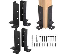 Adjustable Corner Post Base Brackets Kit with Screws for Wood Fence and Pergola Installation