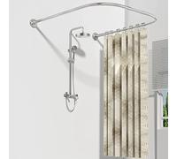 Adjustable Corner Shower Curtain Rod Curved Tension Pole Stainless Steel Expandable Shower Rod for Kitchen & Bathroom (100x100x100cm) - Multi-Functional Design