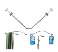 Adjustable Corner Shower Curtain Rod, Extendable Tension Shower Poles, No Drill Curved for Bathroom and Bathtub, Perfect for Private Spaces 70 to 95 inches