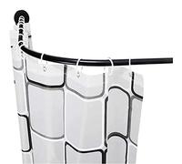 Adjustable Corner Shower Curtain Rod, L-Shaped Tension Rod for Bathtub, Pressure-Mounted Black Shower Curtain Pole, 80-100cm for Angled Spaces, Easy Install