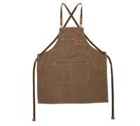 Adjustable Cotton Canvas Apron with Ample Coverage and Functional Pockets for Men and Women in Various Jobs (brown)