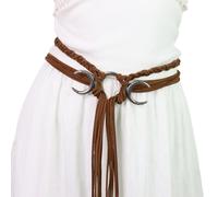 Adjustable Cotton Rope Belt Medieval Moon Design Unisex Braided Waist Strap For Costumes Cloth Belt