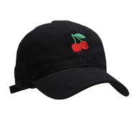 Adjustable Cotton Sports Cap with Embroidered Cherry: Fashionable Vintage Soft Baseball Hat, Classic Performance Design