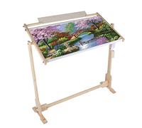 Adjustable Cross Stitch Frame with 5 Height Levels and 360 Degree Swivel Top - Large Lap Stand and Floor Stand