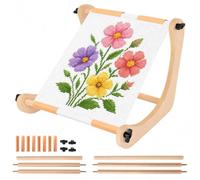 Adjustable Cross Stitch Stand, Hands-Free Embroidery Scroll Frame, Wood Embroidery Hoop Holder for Tabletop & Lap, Quilting Stitching Needlepoint Sewing Tool