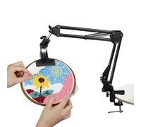Adjustable Cross Stitch Stand with Embroidery Hoop Holders, Metal Lap Embroidery Stand for Hand Stitching, Ideal for Cross Stitch Supplies and Embroidery Frames(Black)